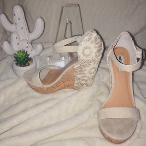 Not Rated sparkle/cork wedge!